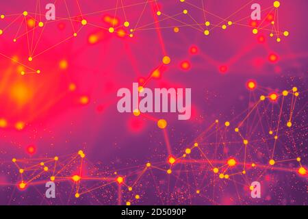 Connection technologies backdrop. Wireless concept. 3D Rendering. Abstract connected dots. Stock Photo