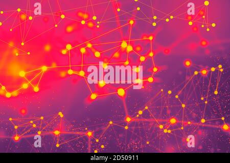 Connection technologies backdrop. Wireless concept. 3D Rendering. Abstract connected dots. Stock Photo