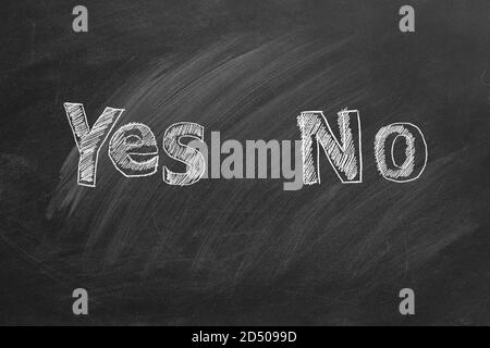 YES and NO text written in chalk on a blackboard. Your choice concept. Stock Photo