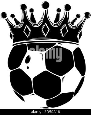 Football ball logo in gold crown, vector illustration Stock Vector