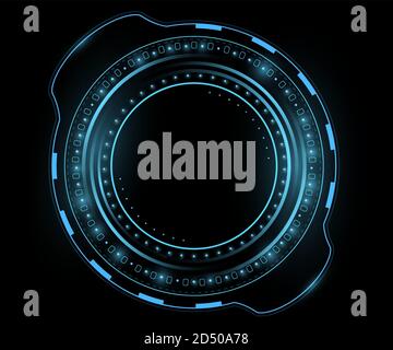 Futuristic blue HUD interface. Big system data. Glowing UI display. High tech panel for your technological design. Vector illustration. EPS 10 Stock Vector