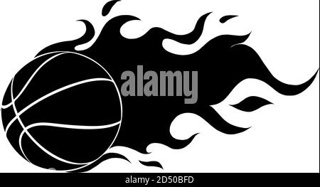black silhouette Basketball balls with flames. On a white background vector Stock Vector