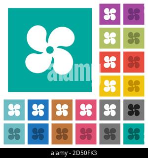 Car fan level 4 multi colored flat icons on plain square backgrounds. Included white and darker icon variations for hover or active effects. Stock Vector
