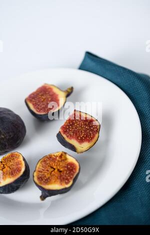 Figs on a white plate Stock Photo