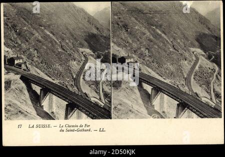 Kanton Uri Schweiz, Le Chemin de Fer du Saint Gothard,Eisenbahnstrecke | usage worldwide Stock Photo