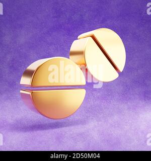 Tablets icon. Gold glossy Tablets symbol isolated on white concrete ...