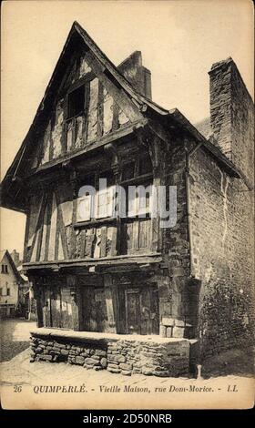 Gravure BARDAY - Rue Dom Morice à Quimperlé - Tirage Numéroté & Encadré - Paysage
