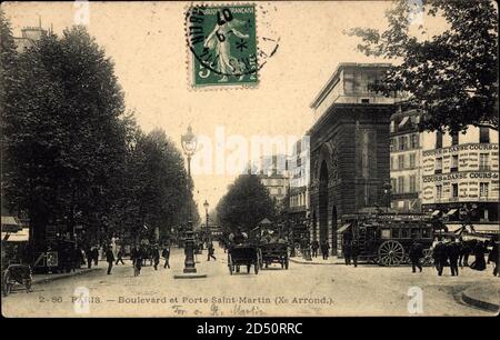 Paris, Boulevard et Porte Saint Martin, Xme Arrondissement | usage worldwide Stock Photo