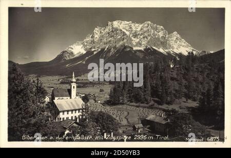 Biberwier Fernpaßstraße Tirol, Zugspitze,Kirche | usage worldwide Stock Photo