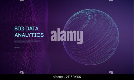 Big data network information background. Internet analytics and computer technology. Business analysis database, digital info vector illustration. Big Stock Vector