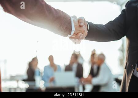 close up. reliable handshake of business people. Stock Photo