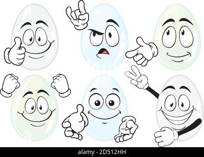 Vector set of icons, mascots in the shape of an egg. Stock Vector