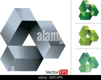 Impossible geometry object isolated on white background. Vector abstract. Stock Vector