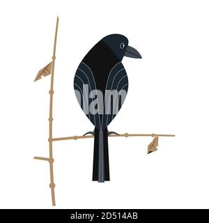 Black crow minimalistic flat color vector icon Stock Vector