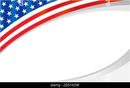 American flag symbol wave pattern background card banner with copy space for your text. Stock Vector