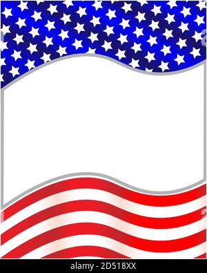 US flag symbols wave pattern frame with empty space. Stock Vector