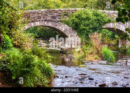 Fingle Bridge, River Teign, Drewsteignton, Dartmoor, Devon, UK Stock Photo