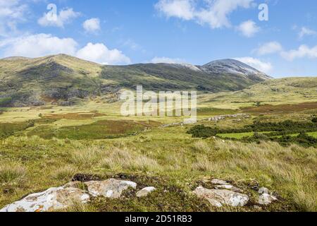 Croagh Patrick mountain seen from the eastern side, view from Derrymore, County Mayo, Ireland Stock Photo