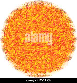 Geometric circle element, shape. Segmented circle vector illustration. Abstract yellow, orange circle icon. Random, scatter circle composition Stock Vector