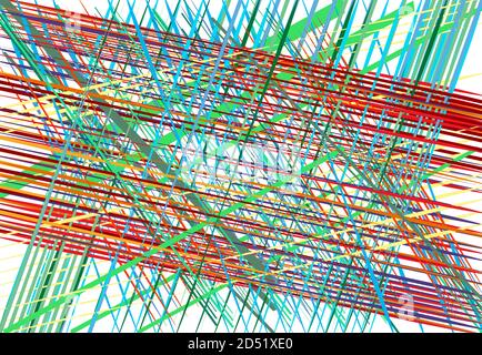 Abstract geometric chaotic jumble of intersecting lines stripes. Colorful random lines, stripes, strips and streaks Stock Vector