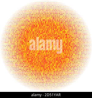 Abstract geometric circle element structure made of small line parts. Colorful circle of line grid, mesh, grating and lattice. Orange, yellow circle v Stock Vector