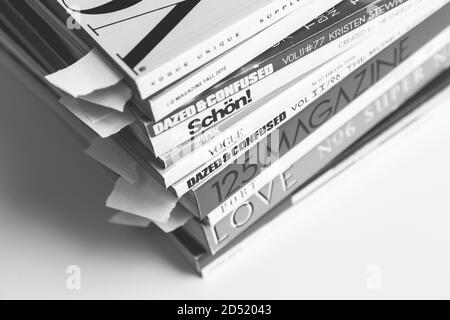 Stack of fashion and lifestyle magazines Stock Photo