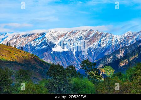 Rohtang Pass is a high mountain pass on the Pir Panjal Range of Himalayas near Manali, Himachal Pradesh, India Stock Photo