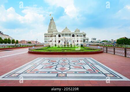 Prem Mandir is a Hindu temple dedicated to Shri Radha Krishna in Vrindavan near Mathura city in Uttar Pradesh state of India Stock Photo