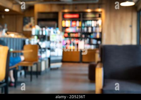 defocused or blur restaurant and coffee shop interior for background Stock Photo