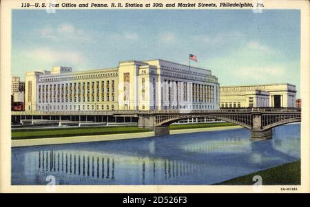 Philadelphia Pennsylvania, Post Office and Penna. R.R. Station | usage worldwide Stock Photo