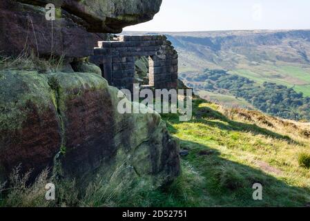 'Bramleys Cot' on the moors above Dove Stone reservoir, Greenfield, Greater Manchester, England. Stock Photo