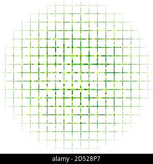 Abstract geometric circle element structure made of small line parts. Colorful circle of line grid, mesh, grating and lattice. Green circle vector ill Stock Vector