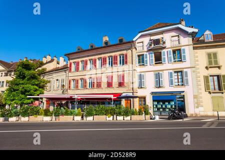 Nyon is a town on the shores of Lake Geneva in the canton of Vaud in Switzerland Stock Photo