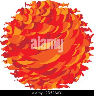 Geometric circle element, shape. Segmented circle vector illustration. Abstract yellow, orange circle icon. Random, scatter circle composition Stock Vector