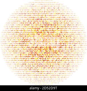 Geometric circle element, shape. Segmented circle vector illustration. Abstract yellow, orange circle icon. Random, scatter circle composition Stock Vector