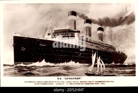 Paquebot SS Leviathan, Dampfer auf See, United States Lines, USL | usage worldwide Stock Photo