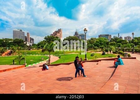 NEW DELHI, INDIA - SEPTEMBER 26, 2019: Central Park at the Rajiv Chowk street in Connaught Place district in New Delhi, India Stock Photo