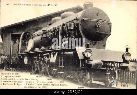 Französische Eisenbahn, Chemin de fer, Locomotive, Machine No 6001 | usage worldwide Stock Photo