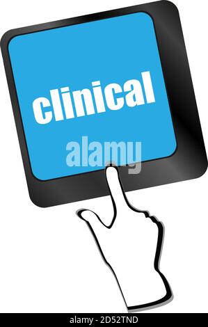 clinical text on laptop computer keyboard, Stock Photo