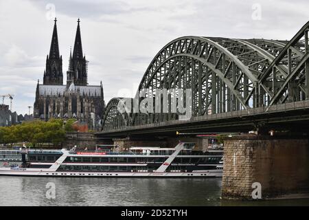 Cologne, Germany, 2020. The Hohenzollern Bridge crossing the River Rhine in Cologne Hohenzollernbrücke Stock Photo