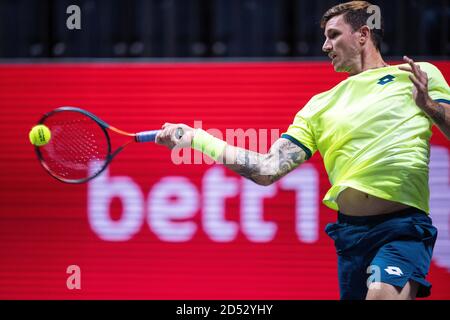 Cologne, Germany. 12th Oct, 2020. Tennis: ATP Tour, Individual, Men, 1st round, Thompson (Australia) - Novak (Austria). Dennis Novak in action. Credit: Marius Becker/dpa/Alamy Live News Stock Photo