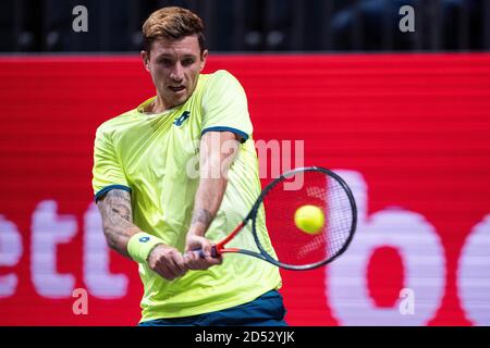 Cologne, Germany. 12th Oct, 2020. Tennis: ATP Tour, Individual, Men, 1st round, Thompson (Australia) - Novak (Austria). Dennis Novak in action. Credit: Marius Becker/dpa/Alamy Live News Stock Photo