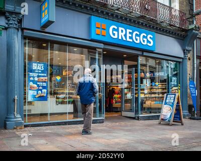 Greggs Bakery - Greggs Cafe and Bakery Food Store in Norwich UK Stock Photo