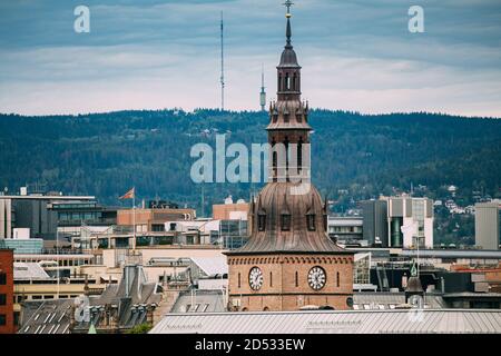 Oslo, Norway. View Of Oslo Cathedral in Norway, formerly Our Savior's Church In Skyline Stock Photo