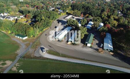 Aerial view of practice track and stables at the Saratoga Casino Race track, Saratoga Springs, New York Stock Photo