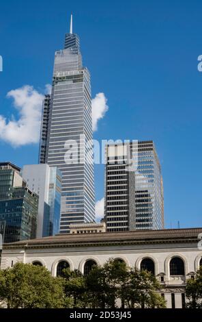 Office Buildings on 42nd Street  as seen from Bryant Park, 2021, NYC, USA Stock Photo