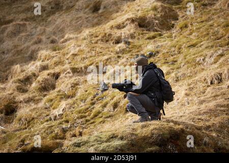 Photographer in Iceland landscape Stock Photo