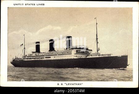 Steamer SS Leviathan, Dampfschiff auf See, United States Lines, USL | usage worldwide Stock Photo