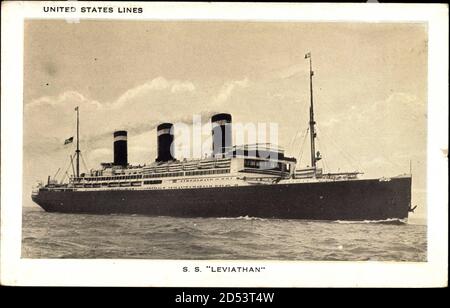 Steamer SS Leviathan, Dampfschiff, United States Lines, USL | usage worldwide Stock Photo