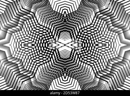 repeatable and tileable grid, mesh of zig-zag, criss-cross and wavy interlace, intertwine and interweave lines. abstract lattice and grating, grid and Stock Vector